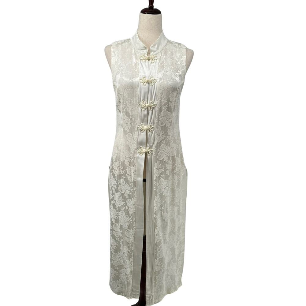 Vtg Cache High Collar Button Down Longline Vest 8… - image 1